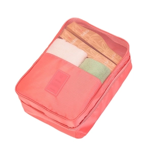 Bolsa de viaje impermeable para zapatos en rosa coral con malla transpirable de dos capas