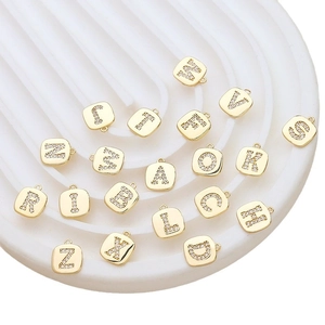 Gold plated alphabet pendants with cubic zirconia for DIY jewelry making sets