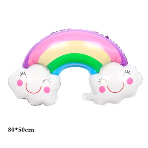Rainbow tassel cloud foil balloon with smiley face for baby birthday party decor