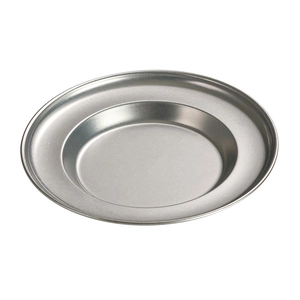 Polished stainless steel snowflake rim deep pasta plate with a vintage metallic finish