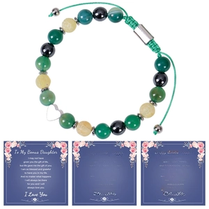 Braided natural stone heart bracelet set with various colors and sentimental gift cards