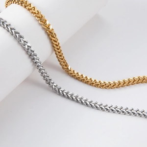 Classic silver and gold Franco braided wheat chains for men and women in stainless steel