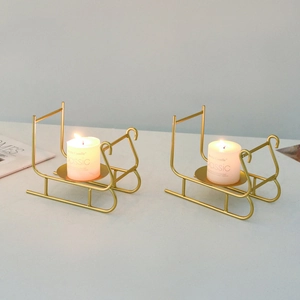 Sleigh Shape Metal Candle Holder Iron Nordic Minimalist Christmas Table Decor Home Atmosphere Ornament