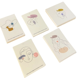 Artistic beige jewelry display cards featuring minimalist female line art and hang holes