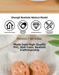 Detailed close-up of realistic brown PVC walnut model with natural texture and injection molding