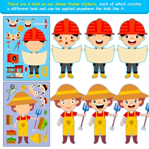 6-pack professional DIY face-changing puzzle stickers for kids' creative early education
