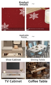 Detailed macro view of digital print snowflakes on red Christmas table runner fabric