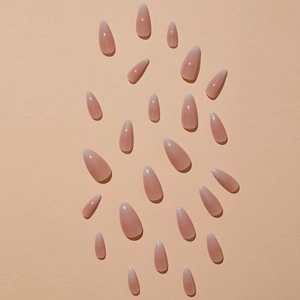 24pcs gradient French almond press-on nails in natural nude pink and white finish