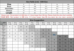 Detailed size guide and fit chart for men's premium business casual knit sweaters