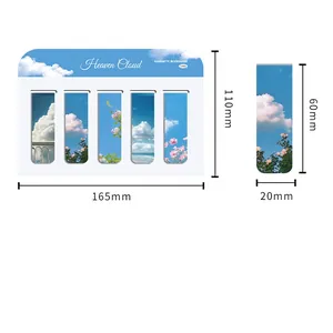 Heaven Cloudy magnetic bookmarks set with blue sky and floral patterns for books