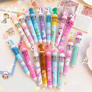 Multicolor Cartoon Animal Ballpoint Pen Retractable Writing Tool With Silicone Topper For Students Kids School Supplies