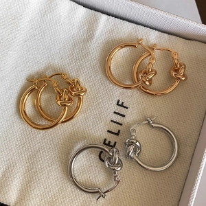 Orecchini A Cerchio Con Nodo Minimalisti Rame Geometrici Tondi Metallo Lucidato Gioielli Per Donna Quotidiano