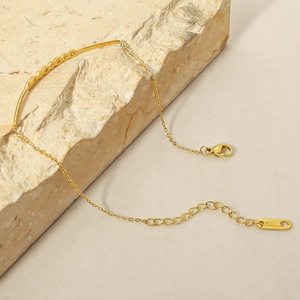 Elegant 18k gold plated stainless steel bracelet with dainty crystal accents