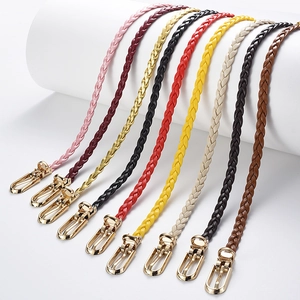 Braided leather belts in nine colors with gold metal buckles for dresses and trousers