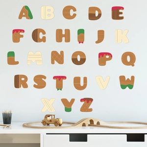 Stickers Muraux Alphabet Pain D'épice Lettres PVC A-Z Décalcomanies Biscuits Noël Pour Chambre Enfants Fenêtre Verre Décoratif DIY