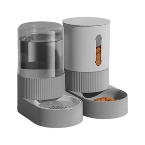 Minimalist automatic pet gravity water dispenser and food feeder set for cats and dogs