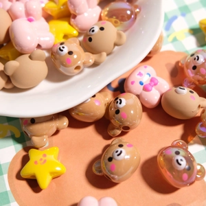 Cartoon Bear Rabbit Star Acrylic Beads For DIY Jewelry Making Colorful Resin Beads For Phone Chain Bracelet Necklace