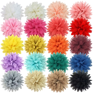 Set of 20 multicolored 11cm chiffon lace sunflower accessories for hats and hair bands