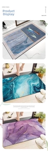 Detailed close-up showing three marble textured diatom mud bath mats for bathroom safety
