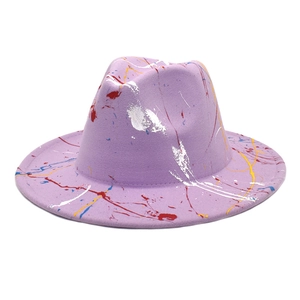 Chapeau Fedora À Éclaboussures De Peinture Large Bord Coton Polyester Feutre Graffiti Style Jazz Mode Extérieur Unisexe