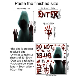 Halloween bloody handprints wall stickers set with Enter signs for home decor