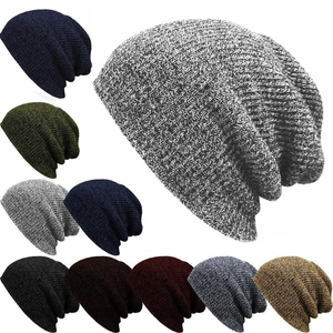 Slouchy Beanie Hat Knitted Winter Warm Pullover Skull Cap Solid Color Acrylic For Men Women Casual Outdoor