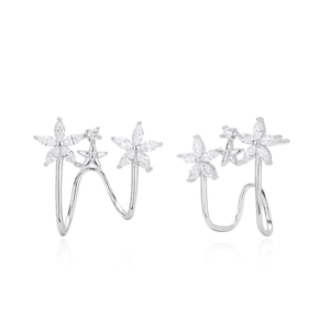 Orecchini in argento S925 a forma di fiore e stella con castone di pietre di zircone