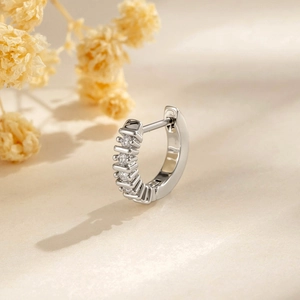 Exquisite 316L titanium steel huggie earrings with micro-set cubic zirconia accents
