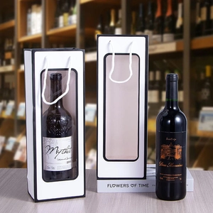 White wine gift bag with clear window and black trim for a single bottle of champagne