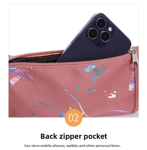 Pink sports waist bag with a secure back zipper pocket for phone and wallet storage