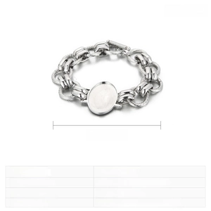 Polished stainless steel double link chain bracelet measuring 190mm in length and 12mm wide
