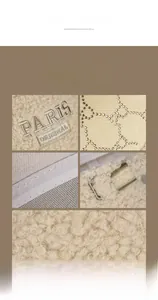 Detail of embroidered PARIS logo with rhinestones on warm lamb wool baseball cap