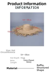 Guide détaillé des tailles pour chapeau en raphia à larges bords et franges