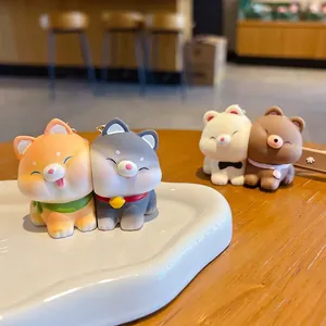 Cartoon Shiba Inu and bear magnetic plush keychains in a pair for bags and gift
