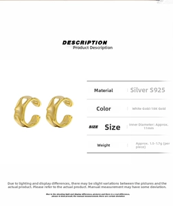 Detaillierte Spezifikationen für S925 Sterling Silber unregelmäßige geometrische Ohrmanschette