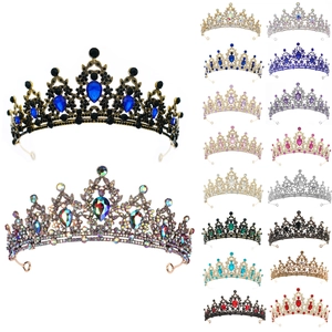 Baroque Wedding Crown Alloy Rhinestone Vintage Bridal Tiara For Banquet Party Headpiece Elegant Accessory