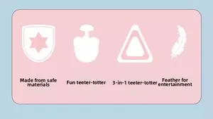 Three-in-one tumbler cat toy featuring natural feathers and a safe balance structure
