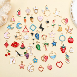 Various colorful enamel charms for earrings and necklaces with gold metal plating
