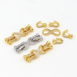18K gold-plated infinity connectors with cubic zirconia for DIY jewelry making