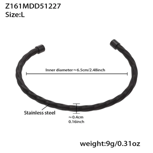 Technical drawing of a black stainless steel bamboo cuff bracelet with detailed dimensions