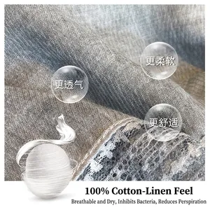 Linen cotton lace scarf in taupe showing breathable fabric texture and floral lace edge