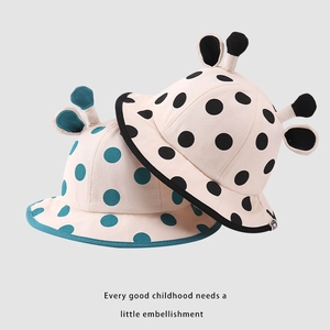 Cappello da pescatore per bambini a pois con antenne animali per bimbi 2-4 anni
