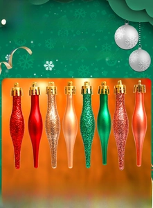 Lot de 8 suspensions de Noël en forme de goutte avec finitions pailletées et mates