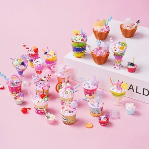 DIY colorful resin ice cream sundae toys and miniature dessert cakes for girls crafting