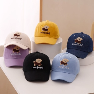 Kids cute cartoon puppy baseball caps in various colors for boys and girls ages 2-5