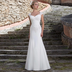 Elegant White Lace Wedding Dress Off Shoulder Mermaid Fish Tail Bridal Gown Long Trailing Embroidery For Women