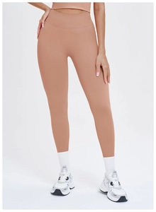 Close-up of the breathable ribbed fabric and high-waist band on these yoga leggings