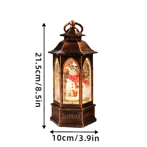 Bronze Christmas snow globe lantern with snowman and dimensions 21.5x10 cm