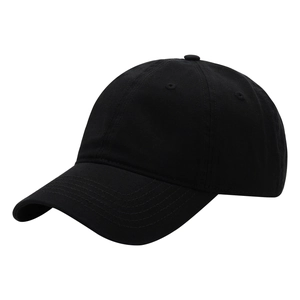 Black 65cm large size cotton baseball cap with classic six-panel design and curved brim