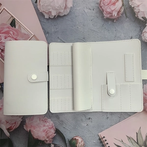 Elegant white faux leather 37-hole nail drill bit and jewelry organizer pouch